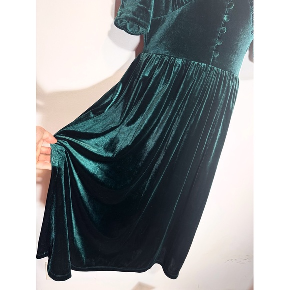 Lauren Ralph Lauren Puff Sleeve Velvet Midi Dress - Picture 6 of 9